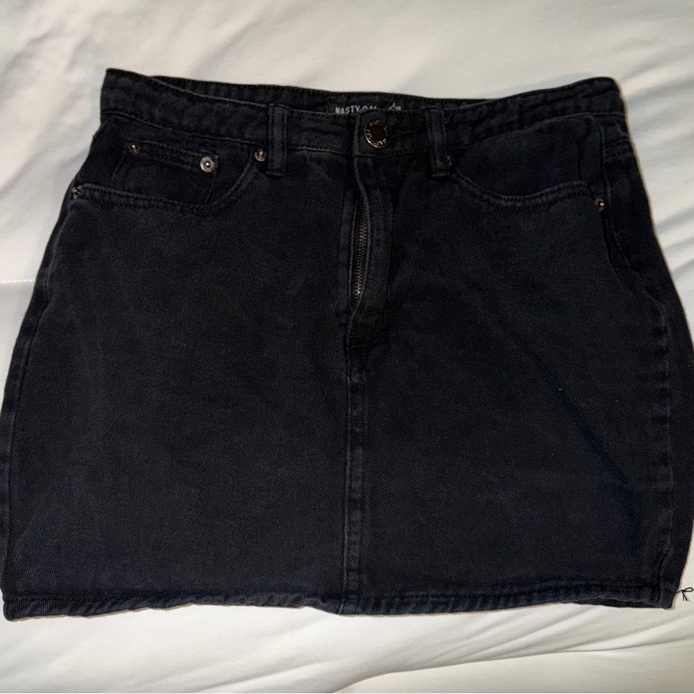 Nasty Gal Black Jean Mini Skirt